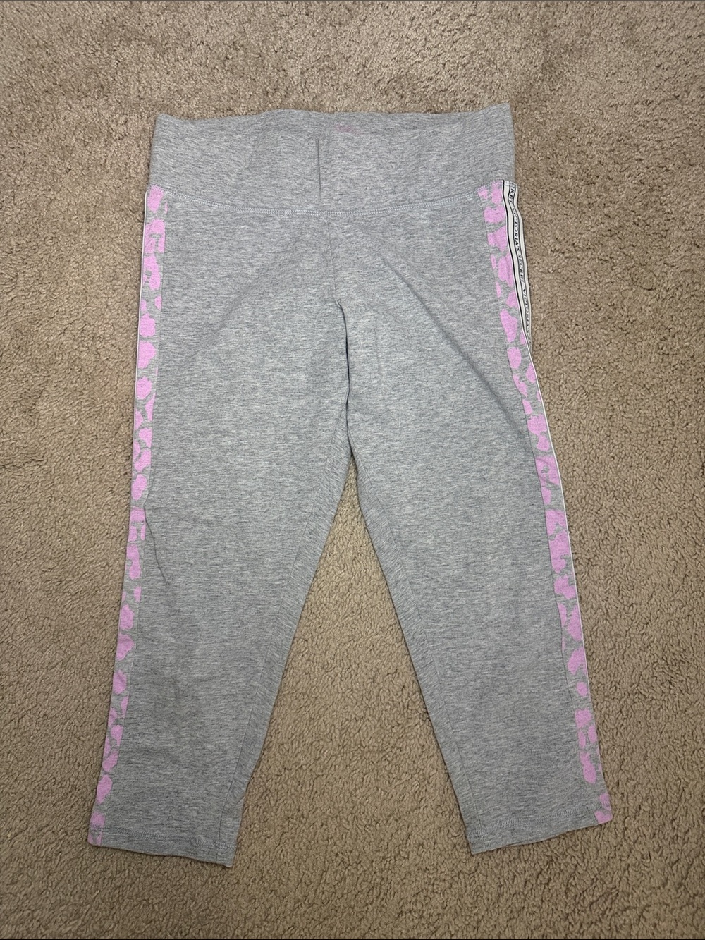 Gray Leggings with Pink Side Trim